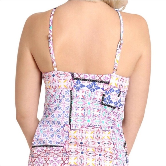 “NANETTE LEPORE” Maeve Patchwork Keyhole Tankini Top - Picture 3 of 15